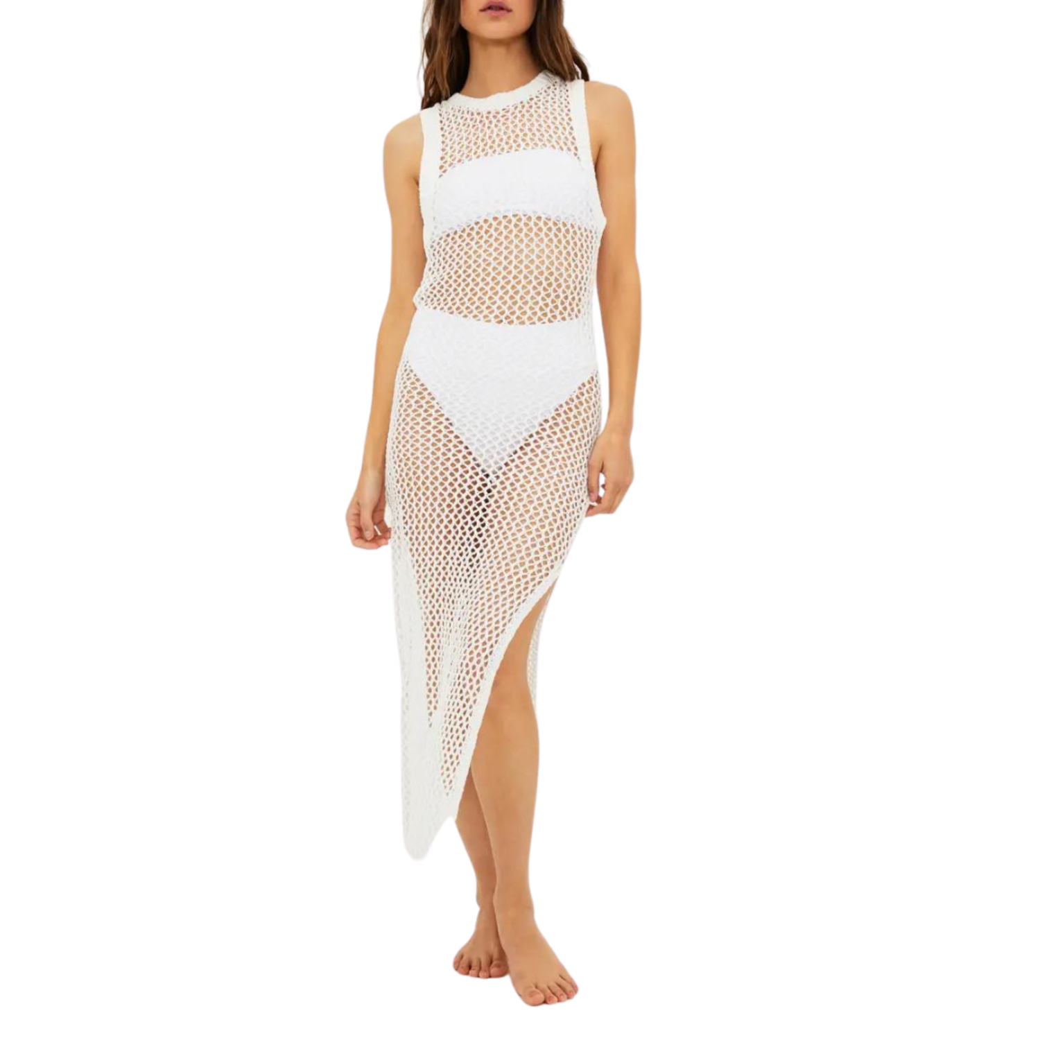 Holly Mesh Knit Dress BR8963C White (WHT) - Lace & Day