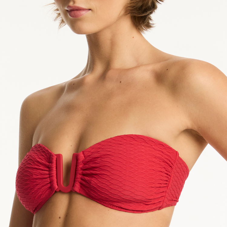 Sea Level Honeycomb U Bar Band Bikini Top - Red
