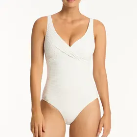 Sea Level Spinnaker Cross Front One Piece - White