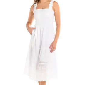 La Blanca Shadow Smocked Midi Cover Up White