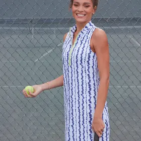 Cabana Life San Sebastian Zip Dress - Blue/White