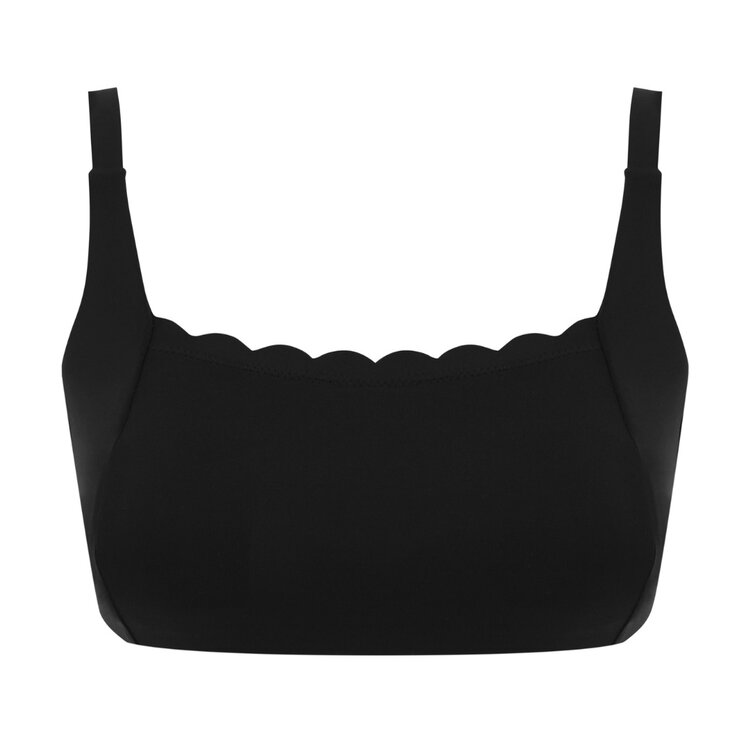 Sea Level Scalloped Square Neck Bikini Top - Black