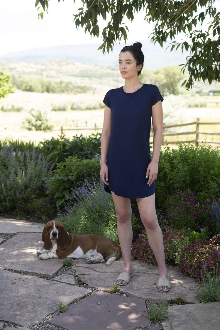 Aspen Dream Aspen Lounger Dress With Padded Shelf Bra - Navy