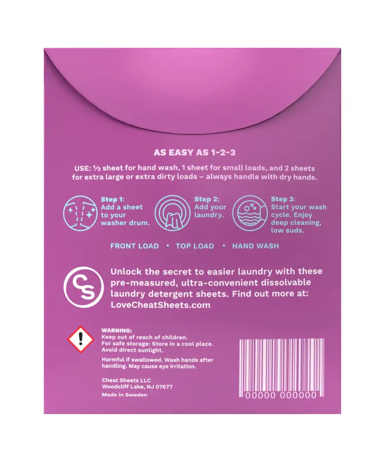 Cheat Sheets Gentle Fabric Laundry Sheets Fragrance Free