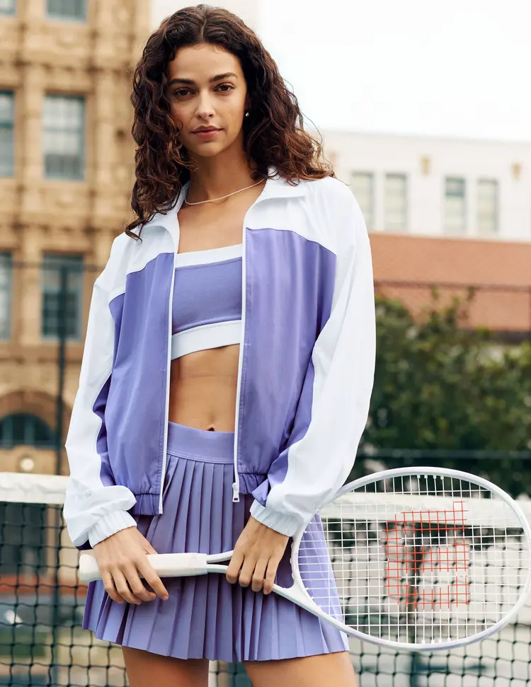 Beyond Yoga Colorblock Go Retro Jacket Periwinkle Cloud/True White (PWTWT)