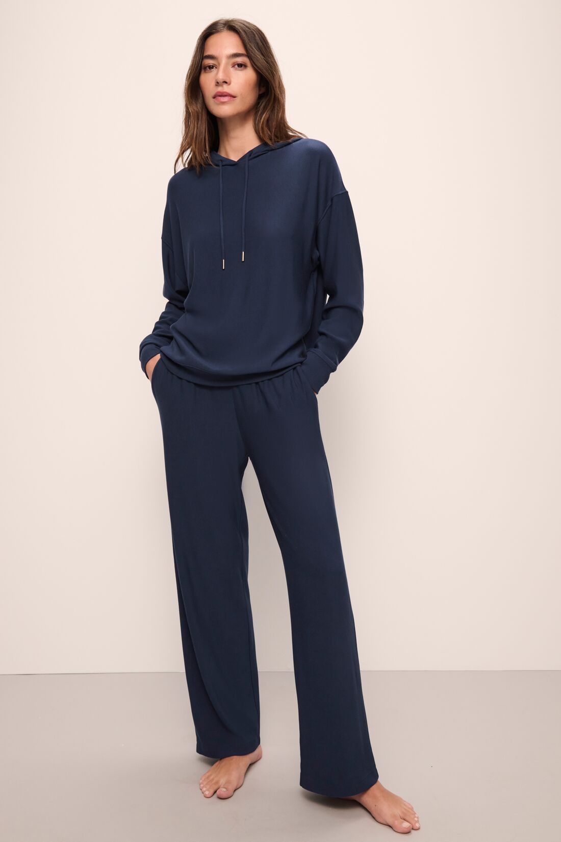 Softest Sweats Straight Pant Z1831 Navy - Lace & Day