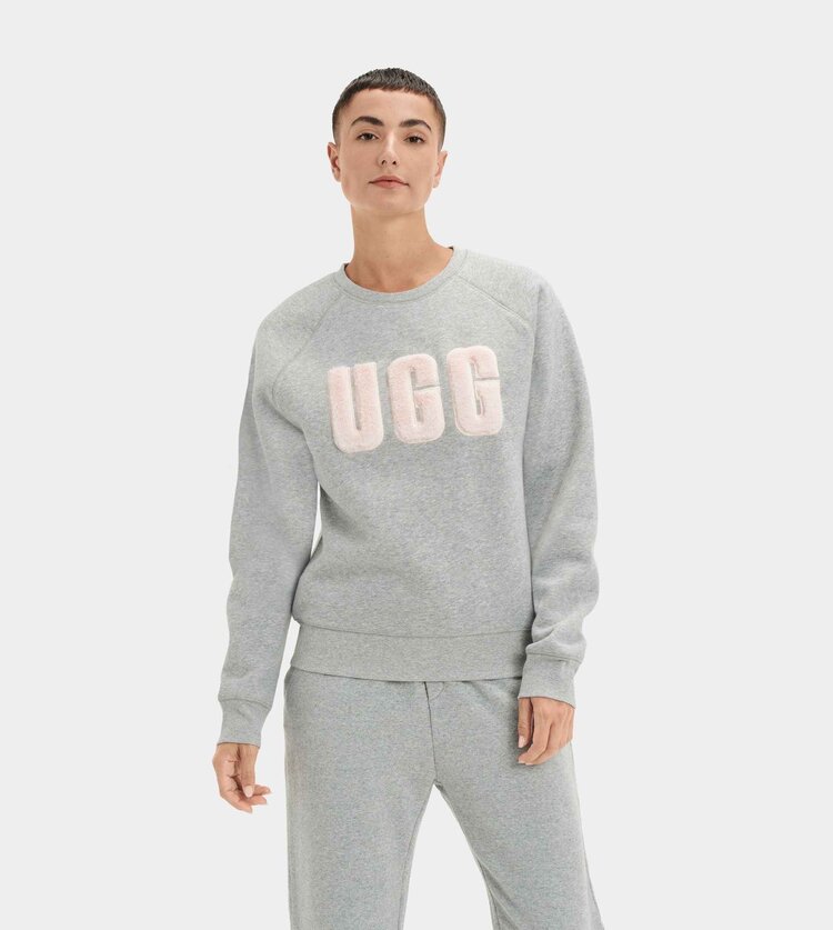Ugg Madeline Fuzzy Logo Crewneck - Grey Heather/Sonora