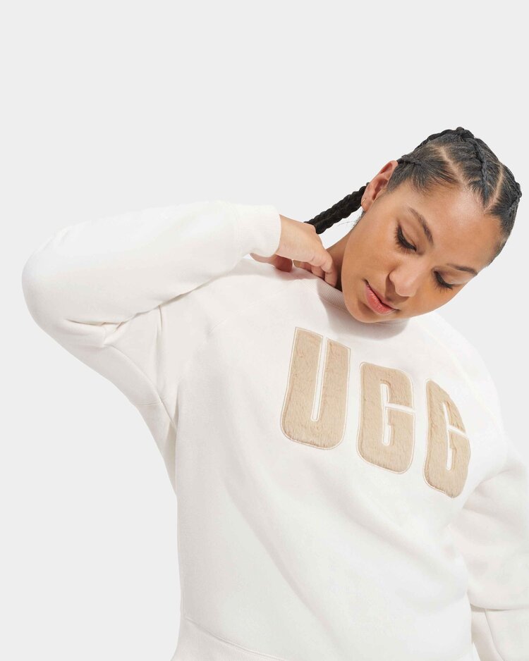 Ugg Madeline Fuzzy Logo Crewneck - Nimbus/Sand