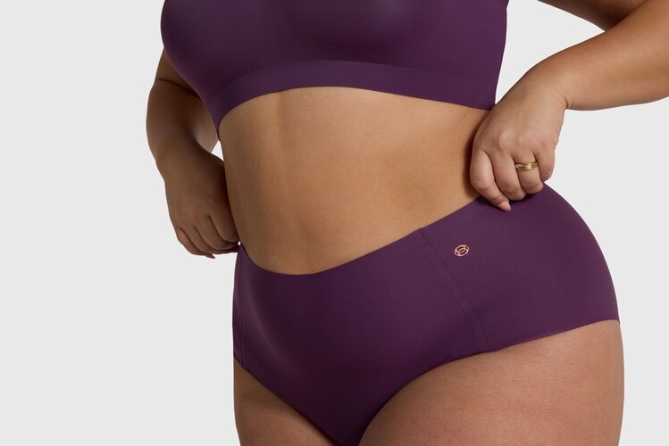 Evelyn & Bobbie Retro High-Rise Bikini Panty - Plum