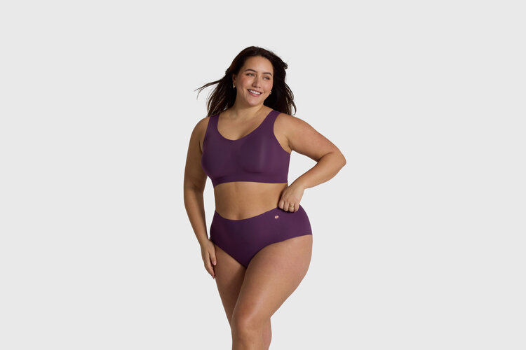 Evelyn & Bobbie Retro High-Rise Bikini Panty - Plum