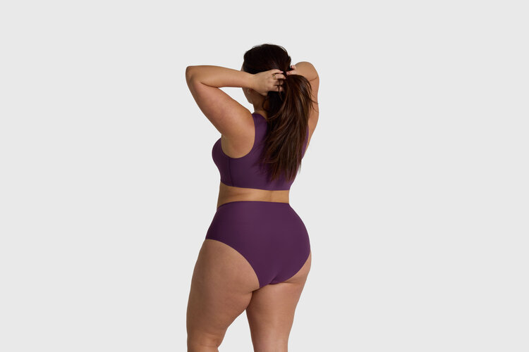 Evelyn & Bobbie Retro High-Rise Bikini Panty - Plum