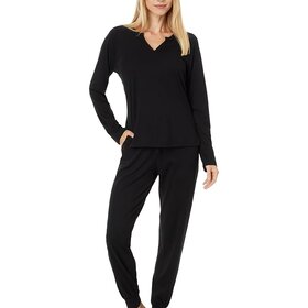 Cosabella Pima Long Sleeve Top & Jogger Set - Black