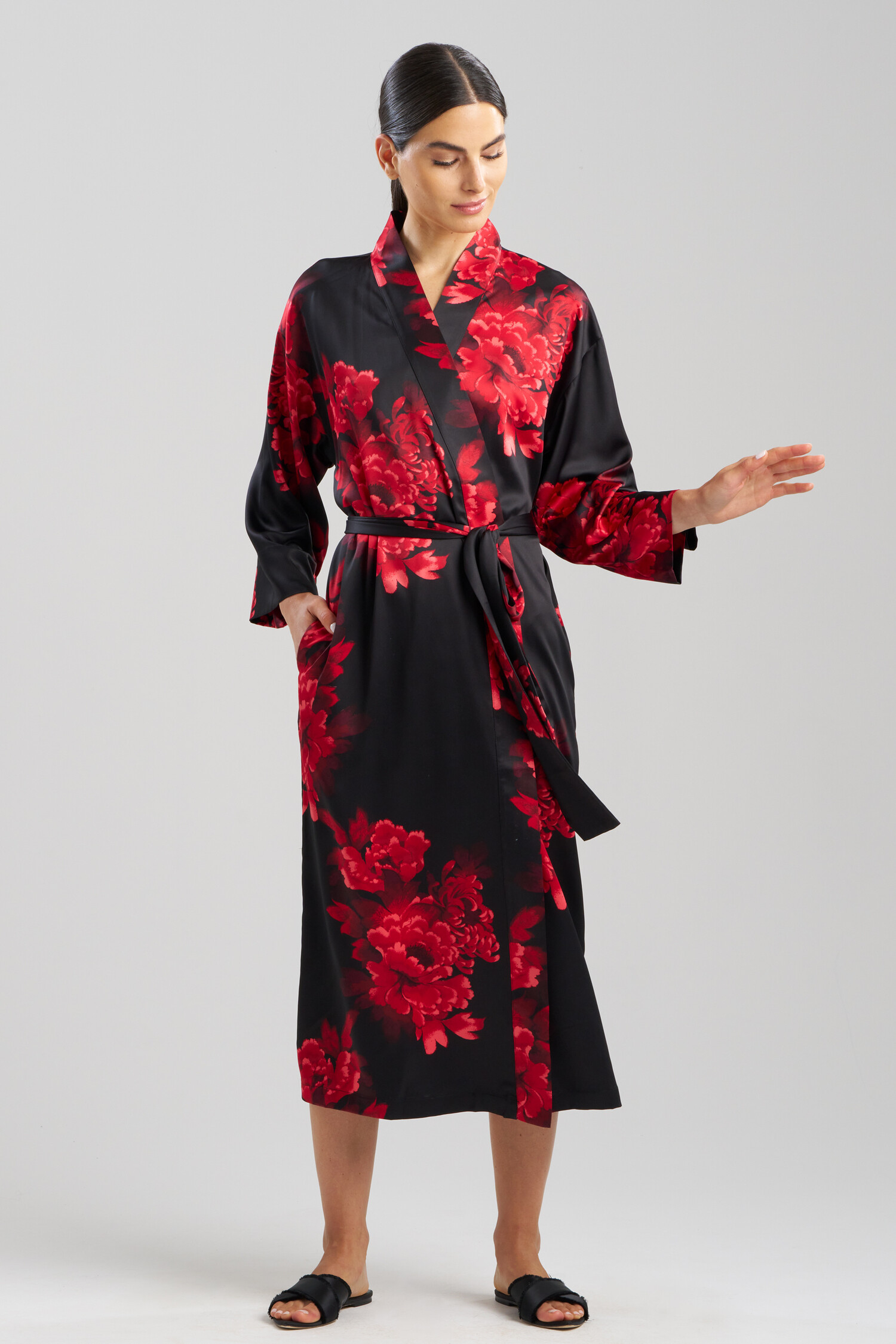 N Arya Satin Robe Black