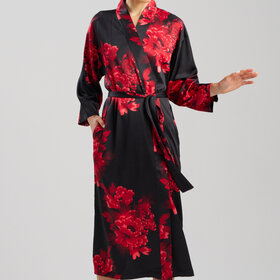 N Arya Satin Robe - Black