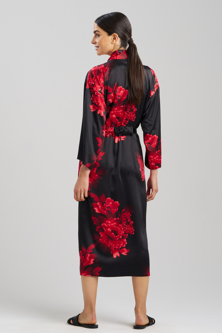 N Arya Satin Robe - Black