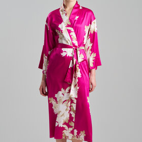 N Arya Satin Robe - Fuchsia