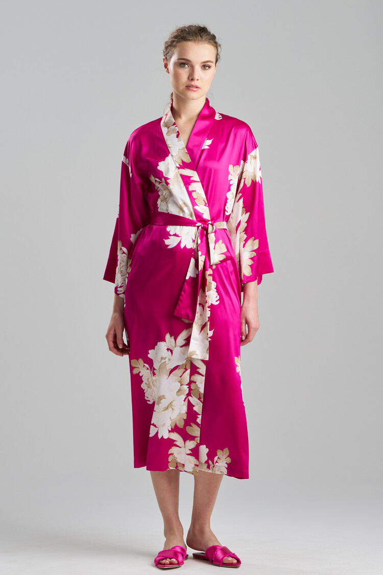 N Arya Satin Robe - Fuchsia
