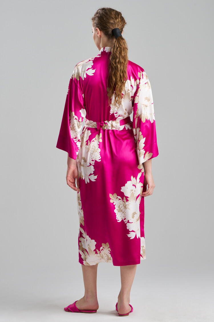 N Arya Satin Robe - Fuchsia