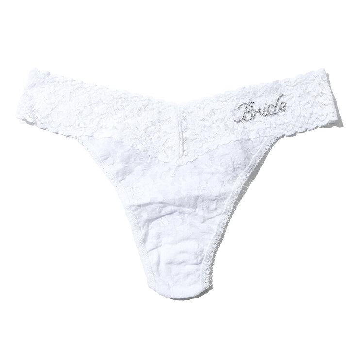 Hanky Panky Original Rise Bride Thong Panty - White Crystal