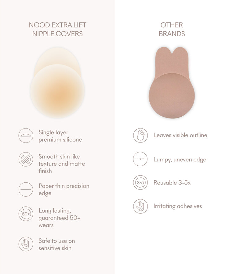Nood Adhesive Extra Lift 4 in. Nipple Covers - Buff (3)