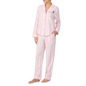Kate Spade Flannel Classic PJ Set - Pink Stripe