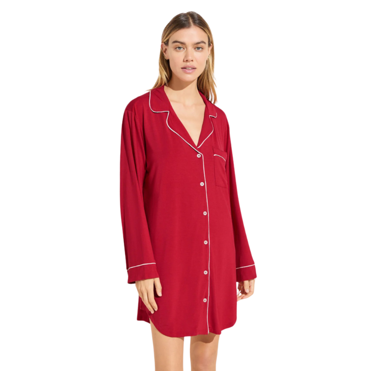 Eberjey Gisele Sleep Shirt - Red/Ivory