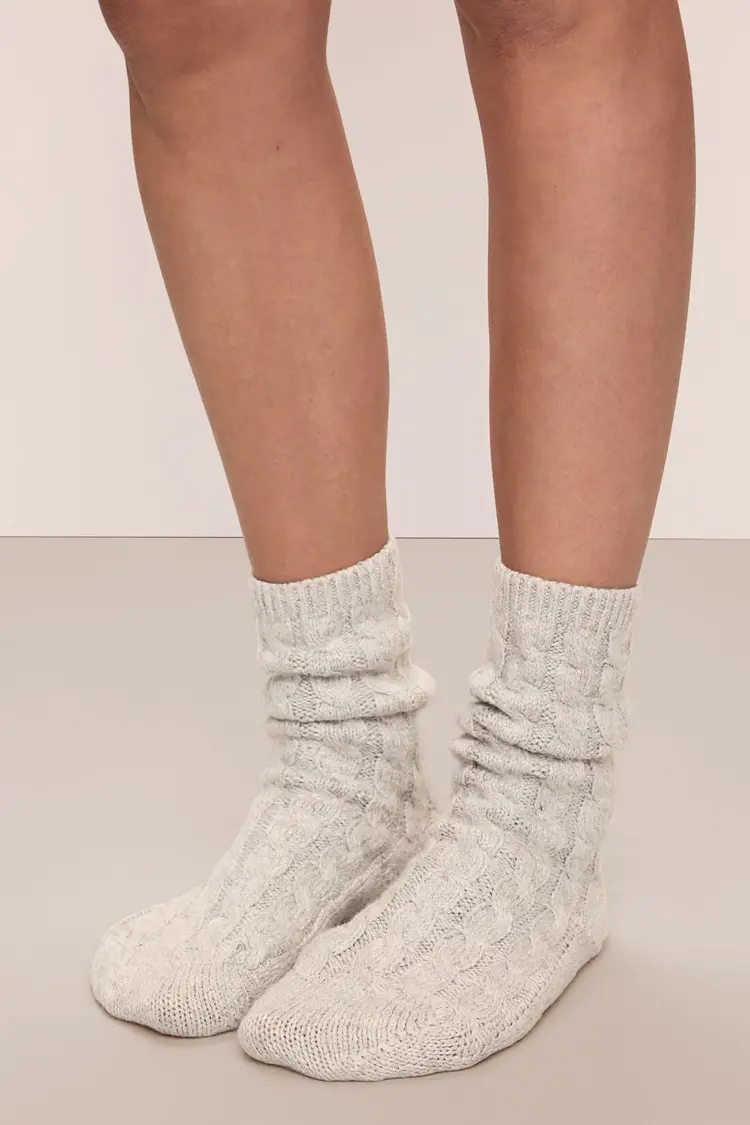 Eberjey Cozy Crew Sock - Light Grey Heather