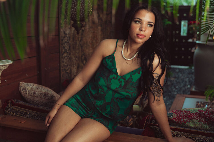 Cami and Short PJ Set - Emerald/Magenta