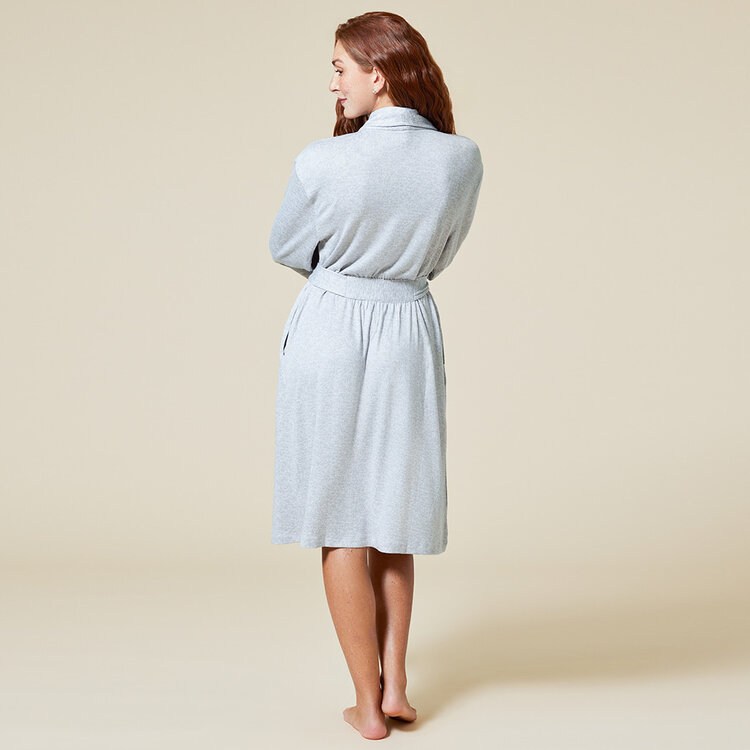 Softies Dream Jersey Robe with Shawl Collar - Heather Grey