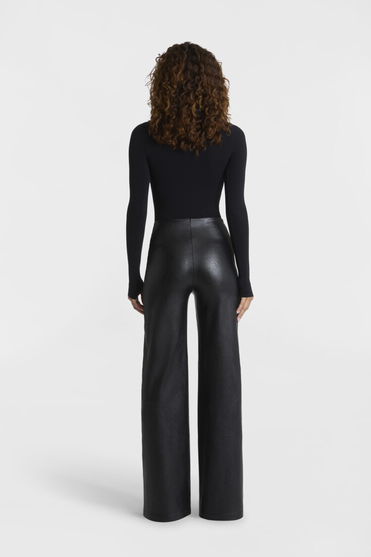 Commando Faux Leather Wide-Leg Legging - Black