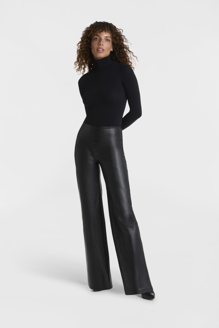 Commando Faux Leather Wide-Leg Legging - Black