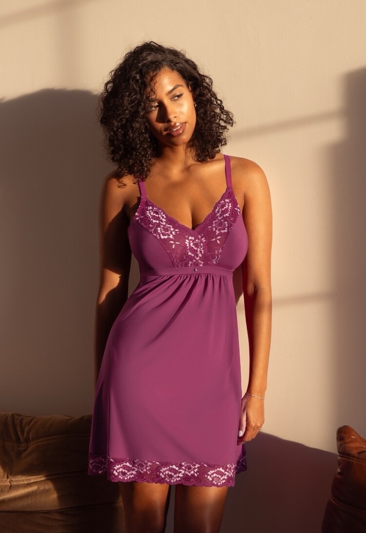 Montelle Full Bust Support Chemise - Cranberry