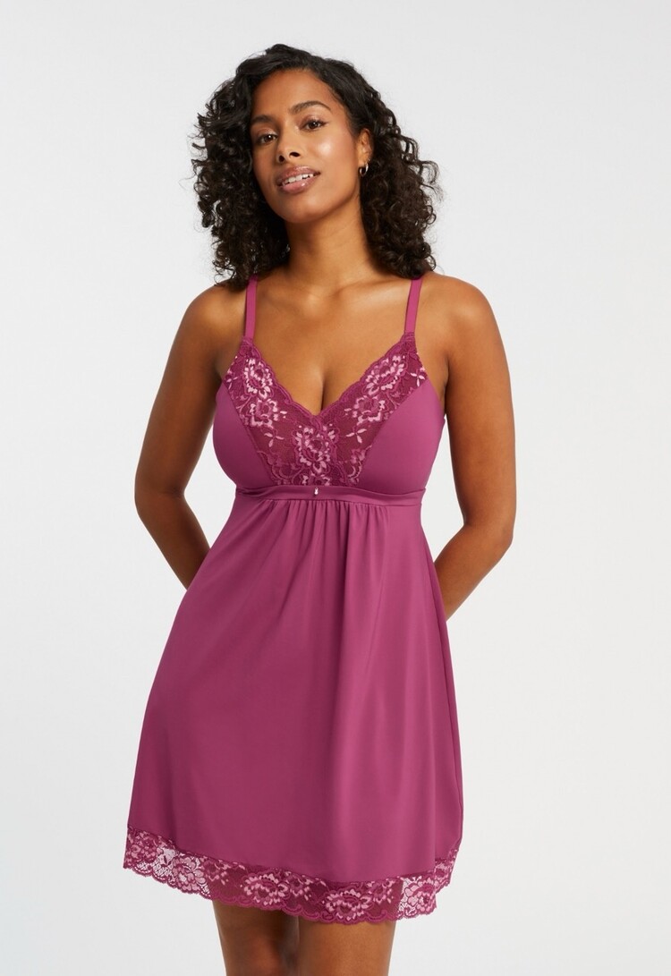Montelle Full Bust Support Chemise - Cranberry