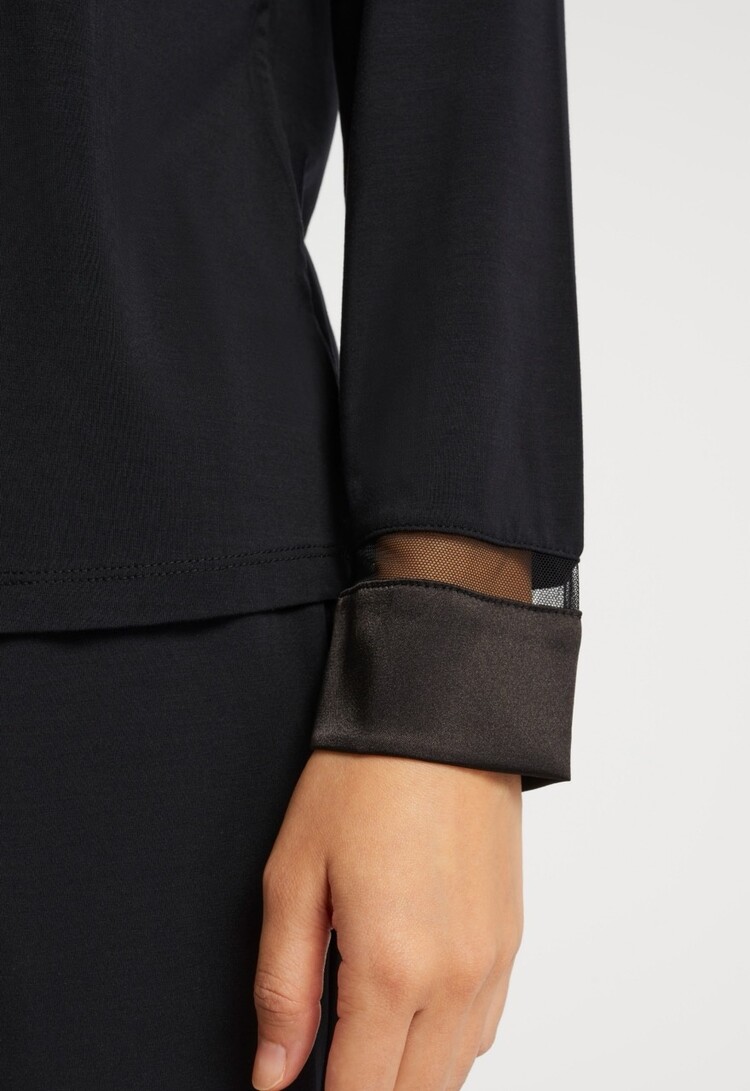 Fleur't Tuxedo Long Sleeve/Long Pant PJ Set - Black