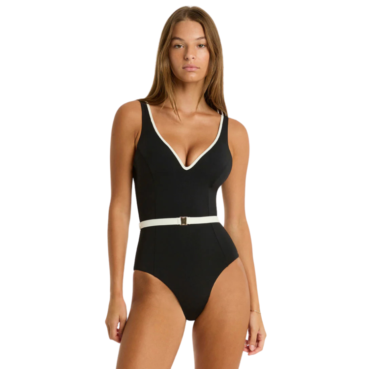 Sea Level Babylon Plunge One Piece Swimsuit - Black