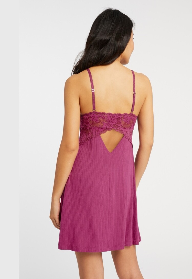 Fleur't Whisper Pointelle Chemise - Cranberry