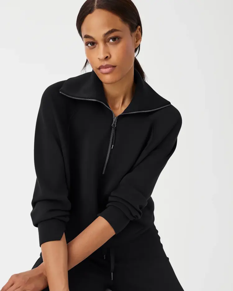 Spanx AirEssentials Half-Zip Sweatshirt - Black