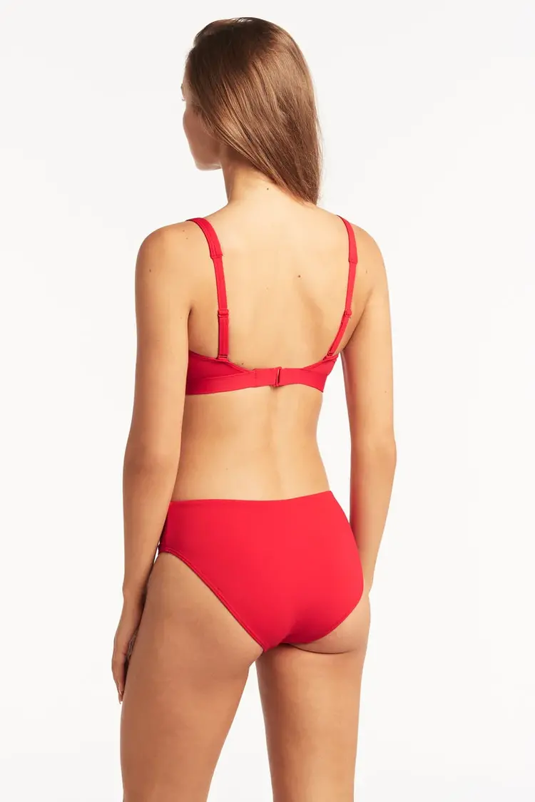 Sea Level Eco Essentials Mid-Rise Bikini Bottom - Red