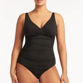 Sea Level Eco Essentials Cross Front Tankini - Black
