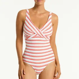 Sea Level Biarritz Cross Front Multi-Fit Swimsuit - Flame Stripe