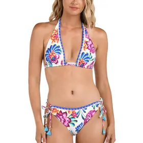 La Blanca Paradiso Halter Bikini Top - White Floral