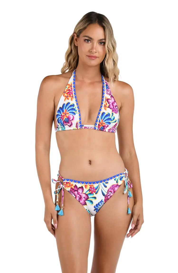 La Blanca Paradiso Halter Bikini Top - White Floral