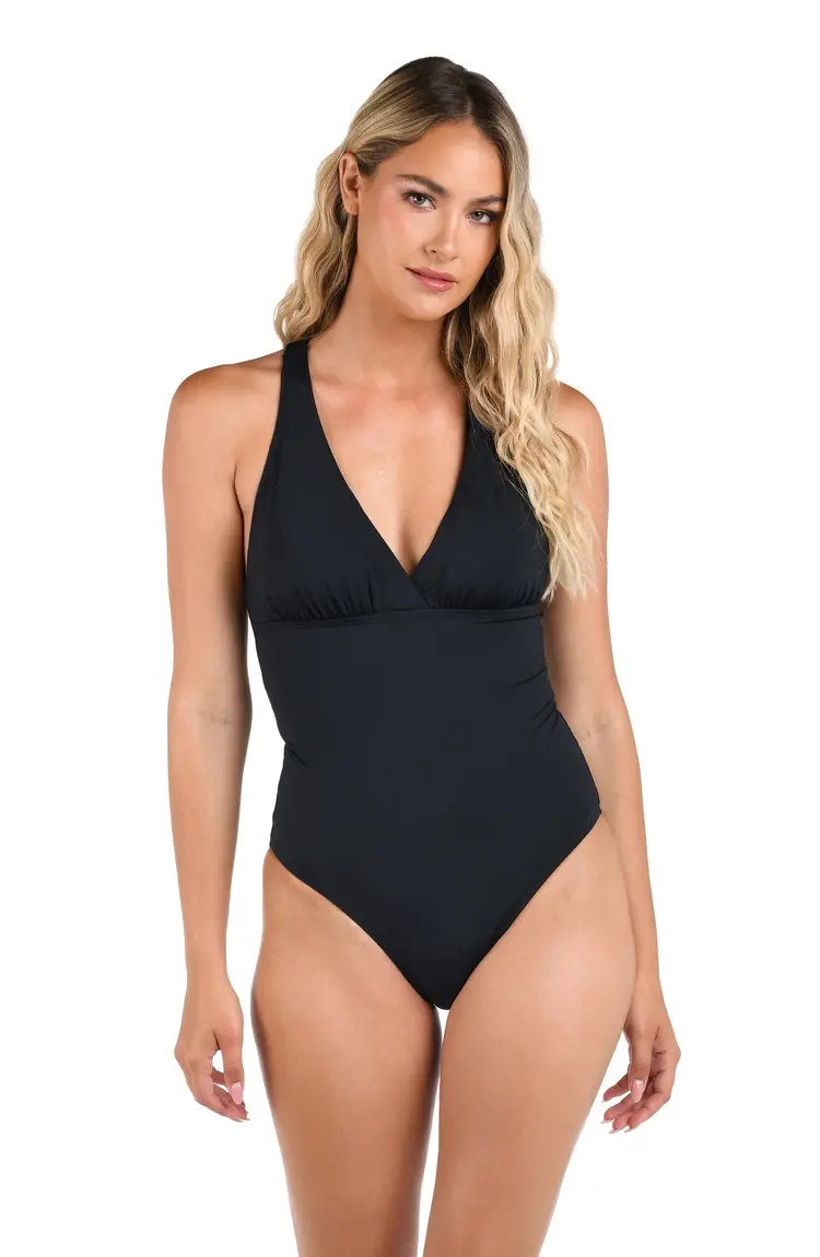 La Blanca Island Goddess Macrame One Piece - Black