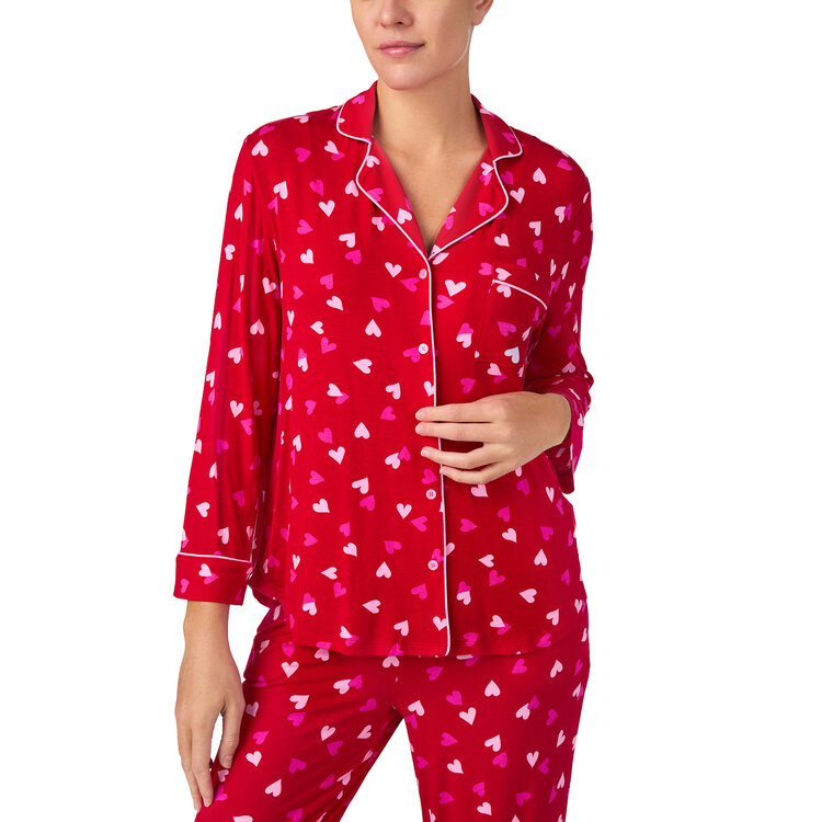 Kate Spade Modal Jersey 3/4 Slv Long Pant PJ Set - Hearts (625)