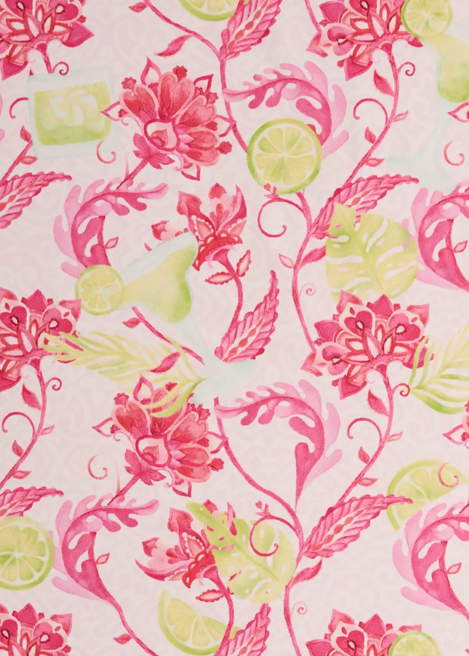 Margarita Smocked Waist Dress 169-CNC-1630 Pink/Green Print - Lace & Day