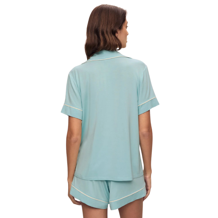 Eberjey Gisele Short Sleeve Short PJ Set - Canal Blue/Ivory