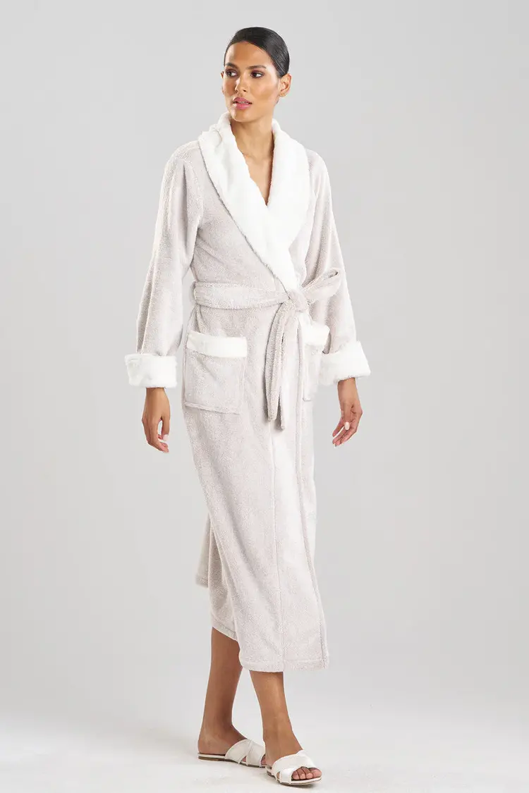 Natori Frosted Faux Fur Robe - Cashmere CAS