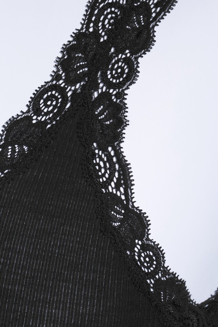 Oscalito Leavered Wool-Silk Ribbed Cami - Black