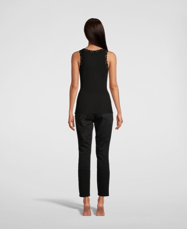 Oscalito Leavered Wool-Silk Ribbed Cami - Black