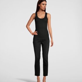 Oscalito Leavered Wool-Silk Ribbed Cami - Black